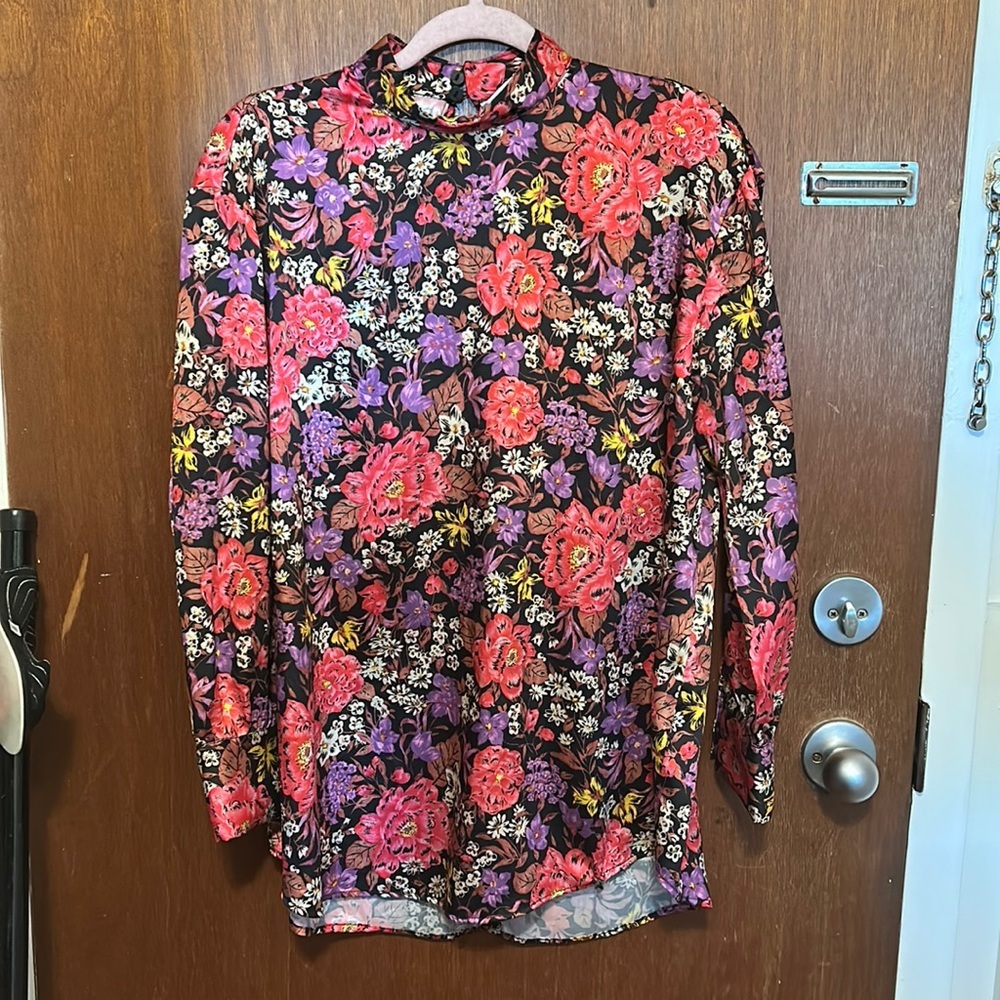 Zara High Neck Printed Blouse